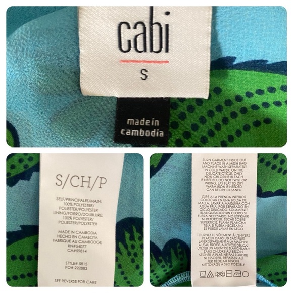 CAbi Spring Derby High Low Dress in Green Floral on Blue Size Small NWT - Picture 4 of 5
